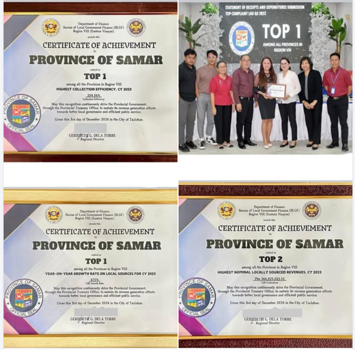 RECOGNIZED:  FINANCIAL MANAGEMENT OF PROVINCIAL GOV’T OF SAMAR, COMPONENT CITIES & MUNICIPALITIES